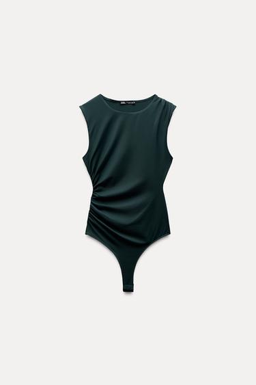 BODY POLIAMIDA FRUNCES - Verde oscuro de Zara