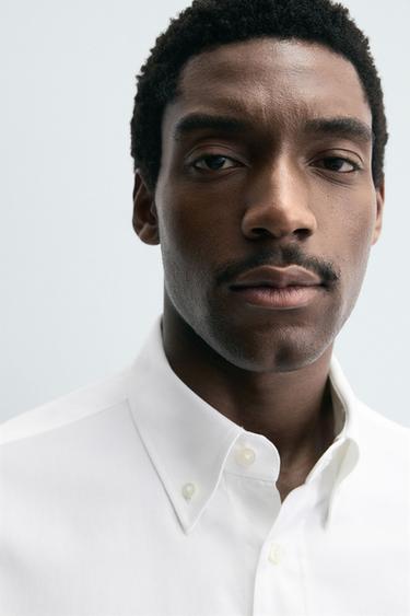 REGULAR FIT TEXTURED SHIRT - White by Zara - Image 5