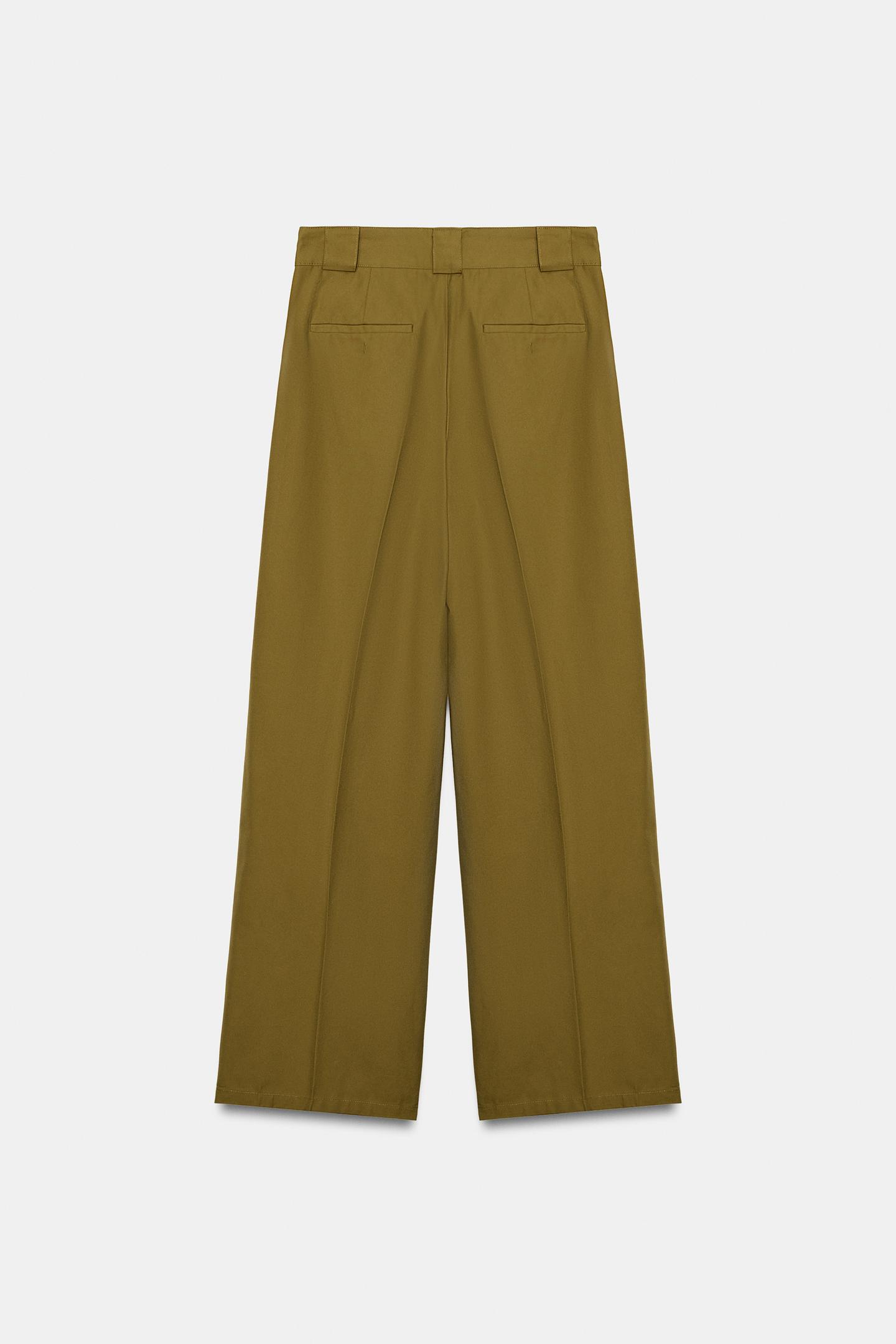 Женские брюки Zara Pleated Belt-Loop, цвет: Oil — фото 7