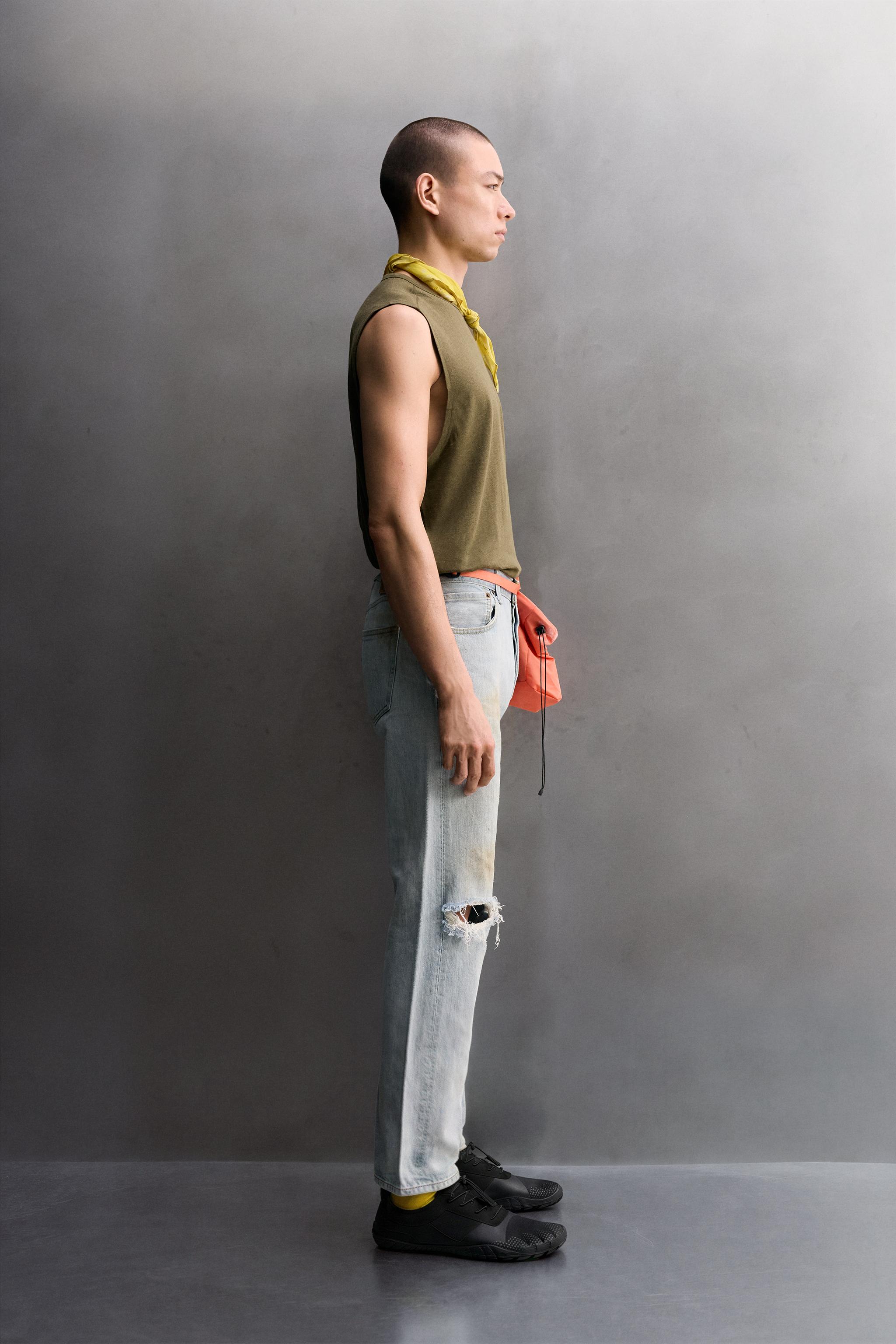 Мужские топы Zara LIGHTWEIGHT LINEN COTTON TANK TOP — фото 4