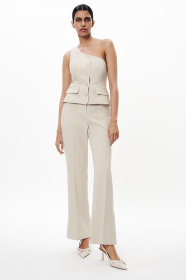 БРЮКИ FLARED С ВЫСОКОЙ ПОСАДКОЙ — ПЕСОЧНЫЙ от Zara — изображение 0