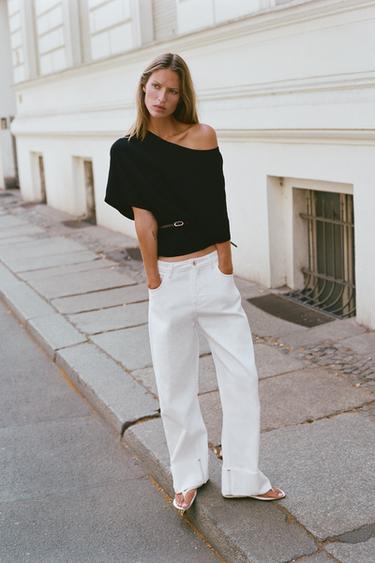 Zara BELTED KNIT JUMPER - Black