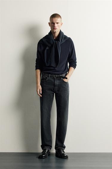 STRAIGHT-LEG JEANS - Navy blue by Zara