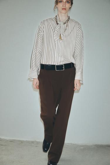 WIDE-LEG TROUSERS WITH DARTS - Brown by Zara