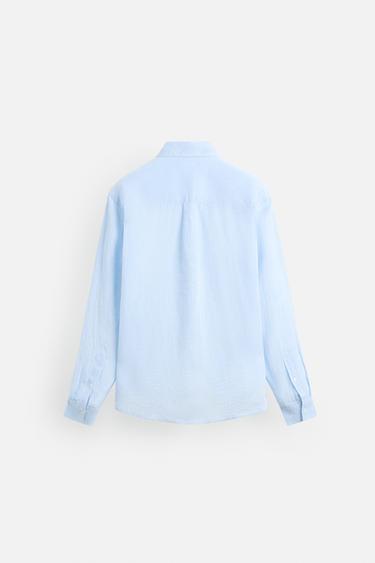 CHEMISE 100 % LIN - Bleu ciel de Zara - Image 7