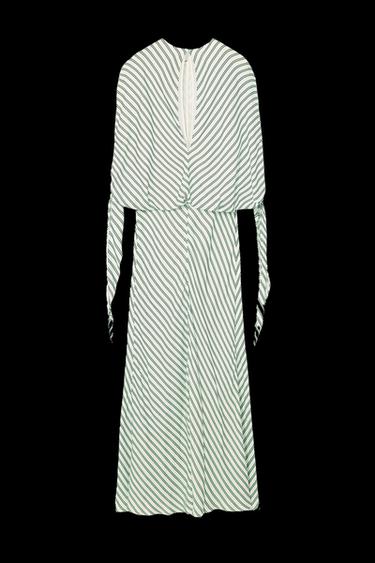 KLEID MIT STREIFEN UND SCHLEIFEN – LIMITED EDITION - Weiß / Grün von Zara