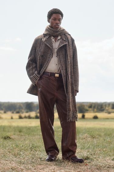 CASACO CURTO XADREZ COM CACHECOL LIMITED EDITION - Marrom da Zara