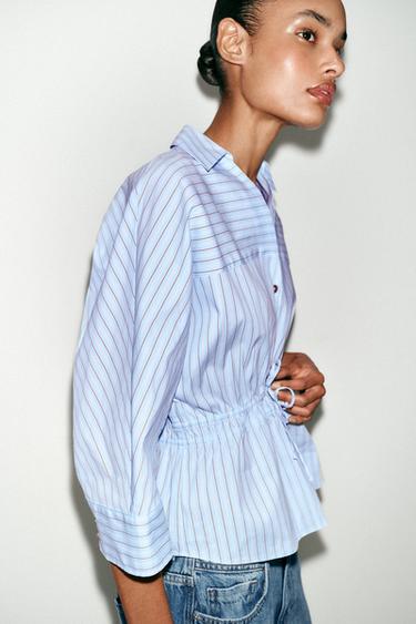STRIPED SHIRT WITH BOWS - Brown-Blue by Zara - Image 2