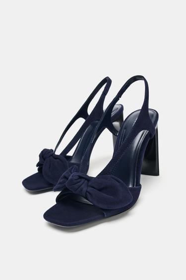 SUEDE BOW HIGH-HEEL SANDALS - Blue by Zara - Image 4