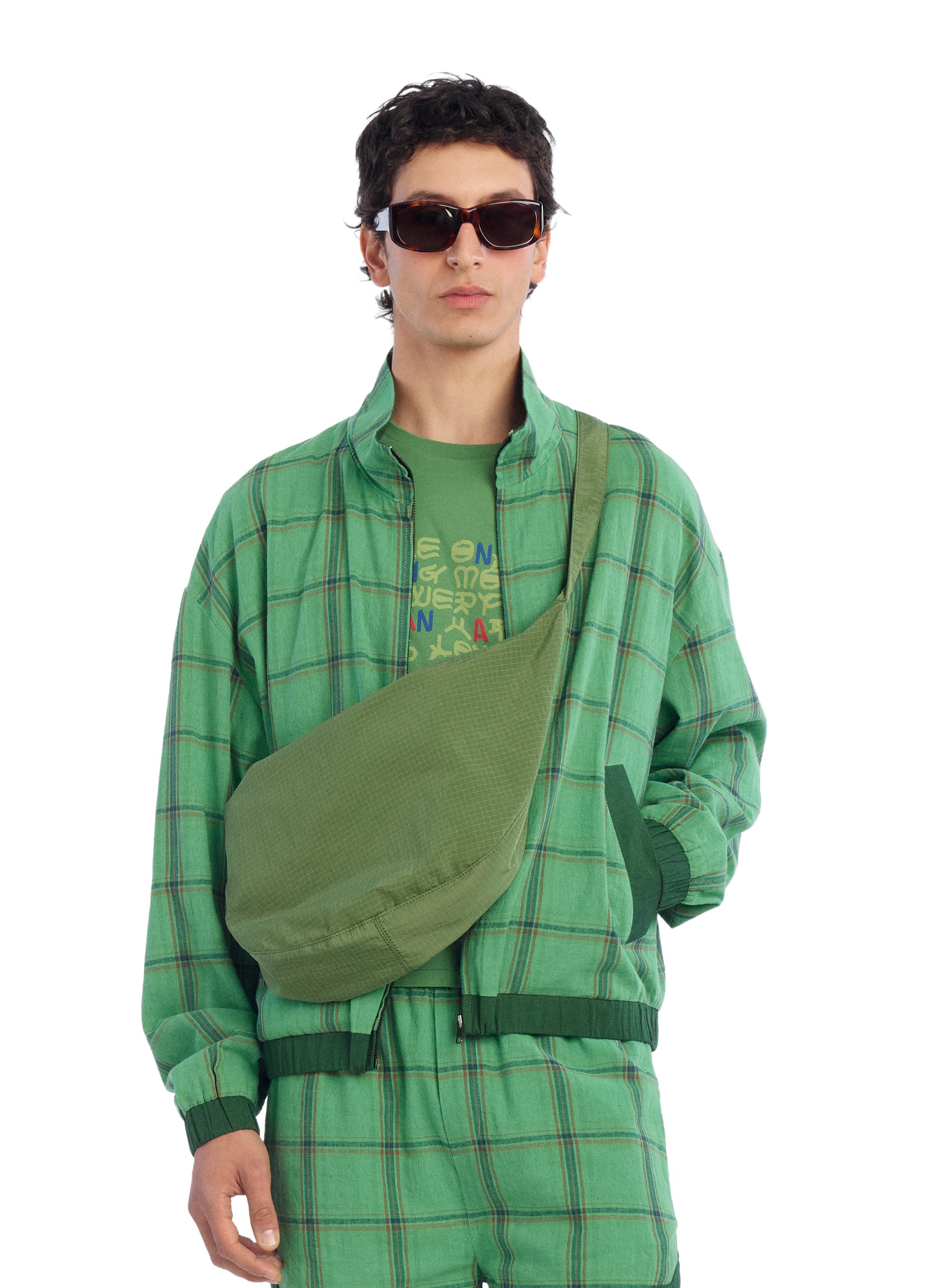 RELAXED FIT CHECKED JACKET — Green