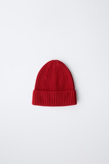 KNIT BEANIE - Dark red by Zara