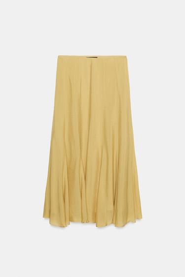FALDA LARGA GEORGETTE - Mostaza de Zara