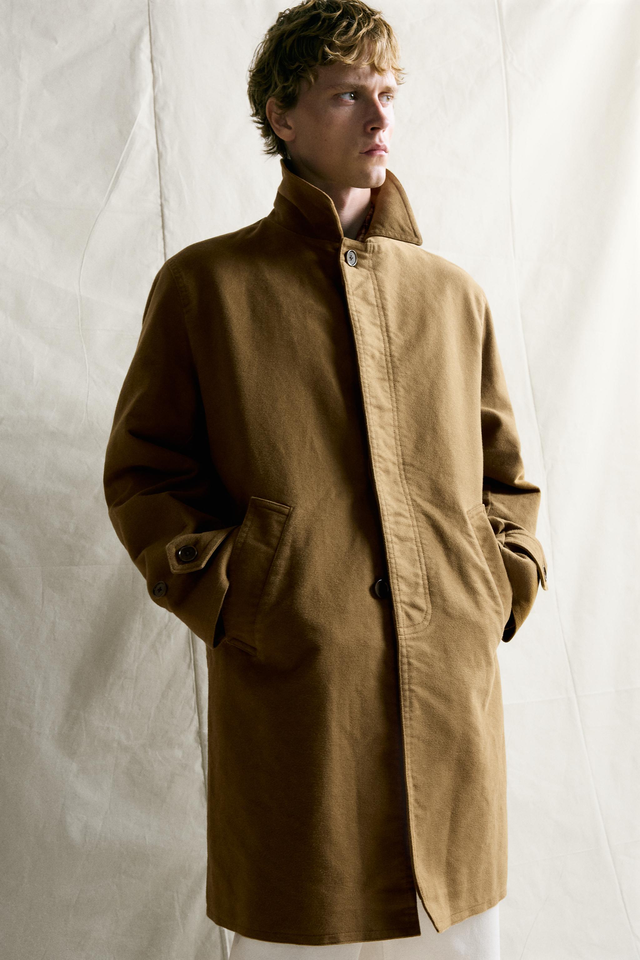 BRUSHED COTTON REGULAR-FIT COAT