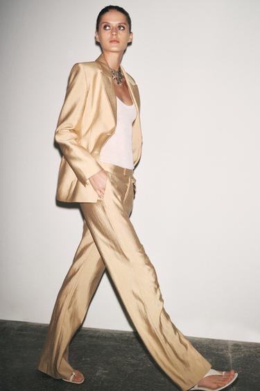 ZW COLLECTION STRAIGHT-FIT TROUSERS - Golden by Zara