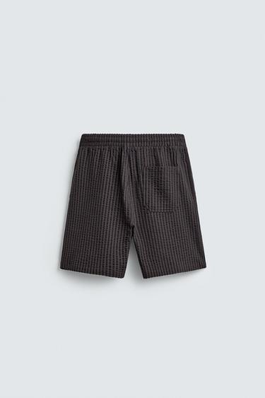 SEERSUCKER STRIPE COMFORT BERMUDA SHORTS - Brown-Blue by Zara - Image 7