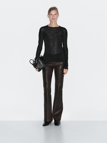 Zara Nappa leather leggings - Brown - Image 0