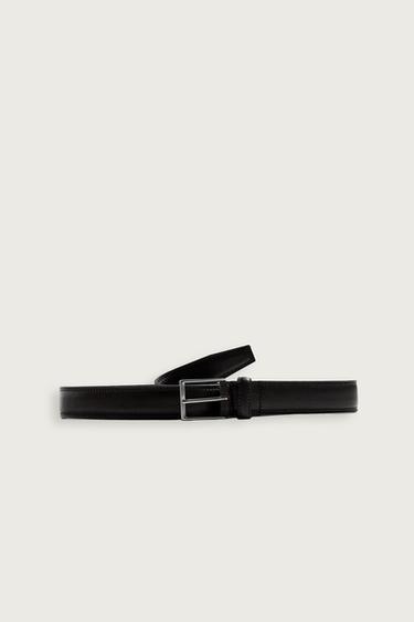 TOPSTITCHED LEATHER BELT - Black by Zara