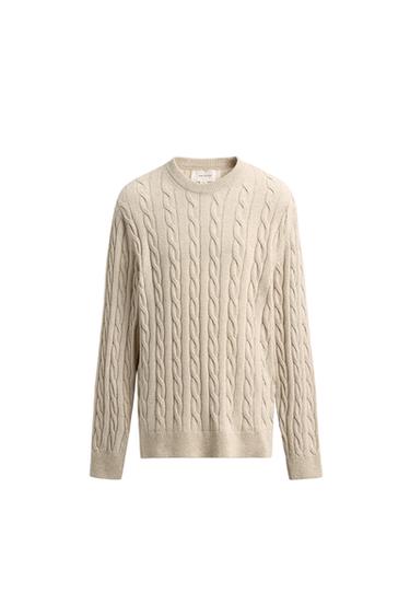 JERSEY TRENZAS MEZCLA ALGODÓN - Beige claro de Zara