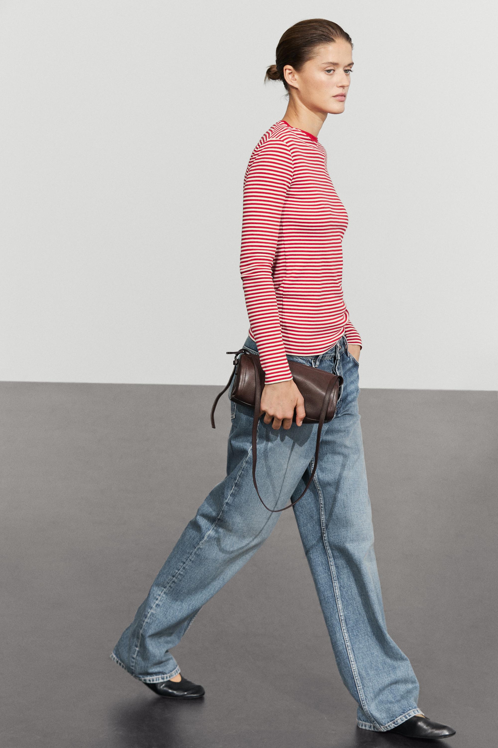 100% cotton long sleeve striped T-shirt