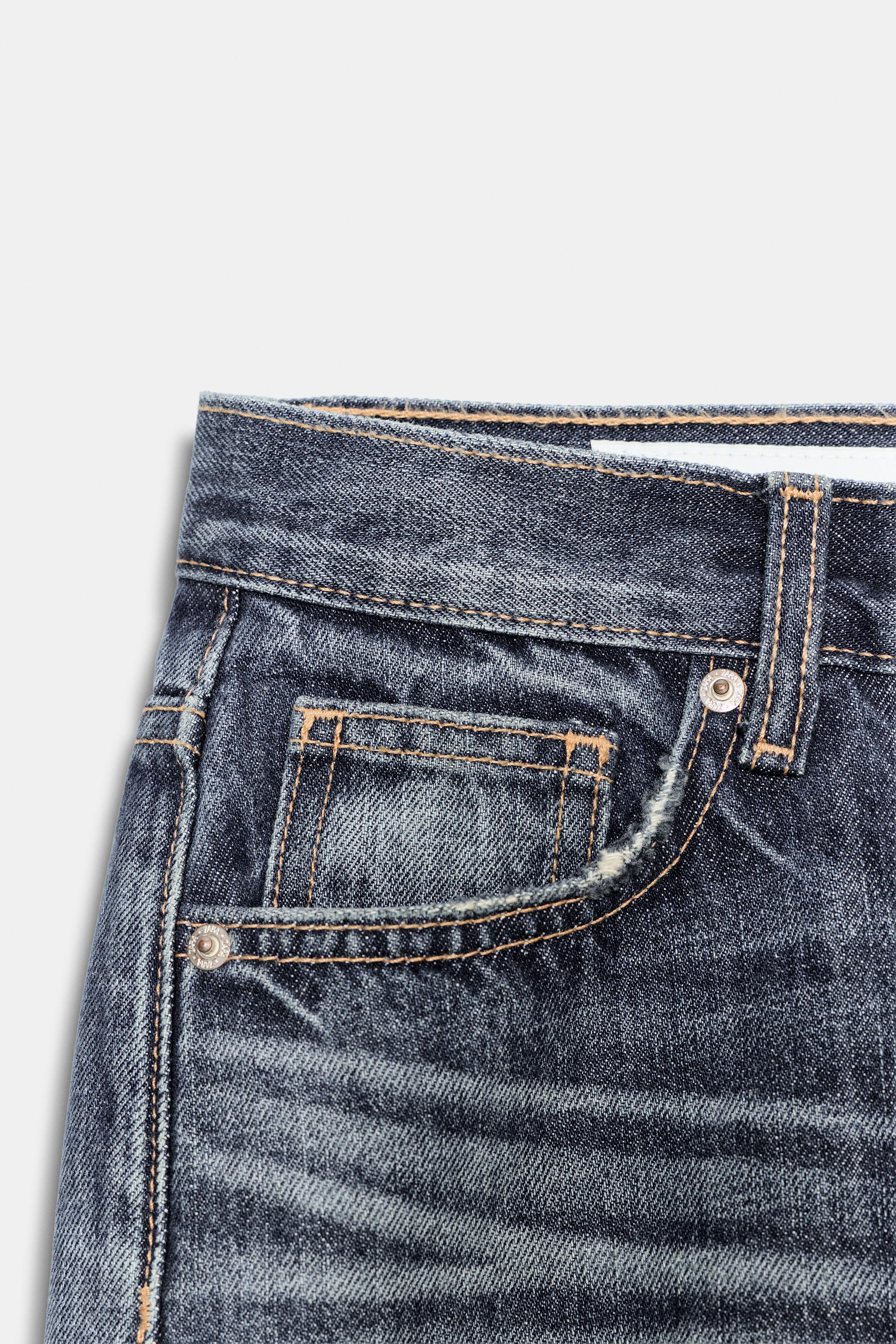 TRF MID-RISE RIPPED STRAIGHT JEANS