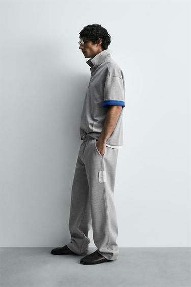 CROPPED FIT LABEL POLO SHIRT - Grey marl by Zara - Image 3