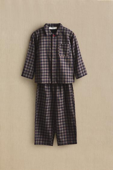 CHILDREN’S CHRISTMAS CHECK FLANNEL PYJAMA SET (SET OF 2) - red/navy by Zara - Image 5