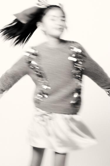 Zara SEQUIN KNIT JUMPER - Mid-gray