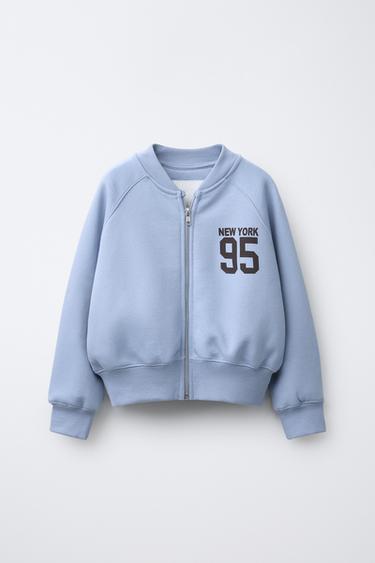 CAZADORA BOMBER FELPA JOGGING - Azul claro de Zara