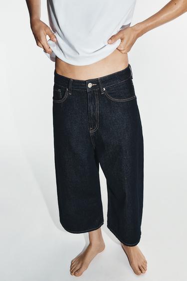 TRF BAGGY DENIM JORTS - Dark indigo by Zara