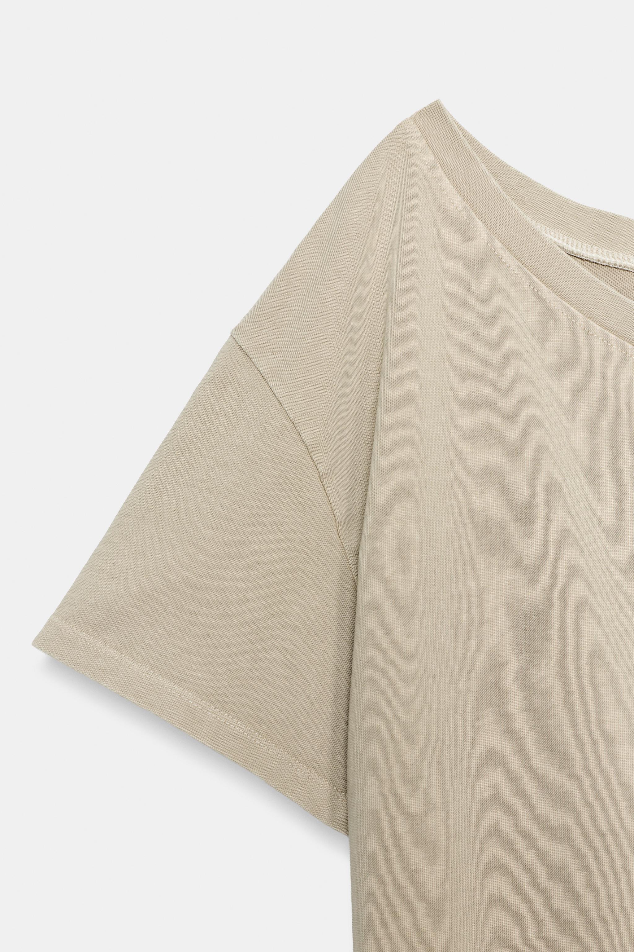Женские футболки Zara SHORT SLEEVE HEAVY COTTON T-SHIRT — фото 7
