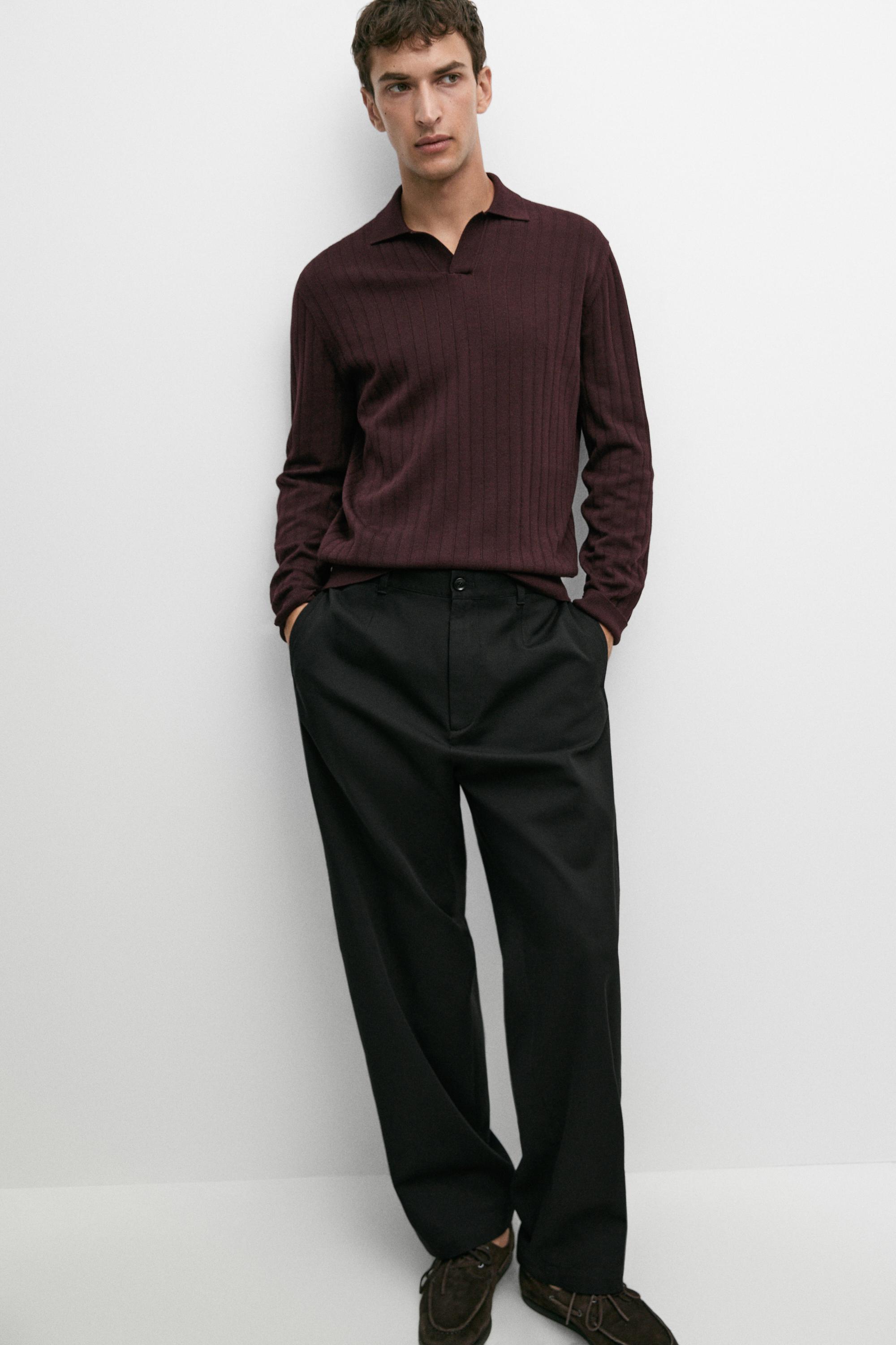 100% Cotton Knit Polo Sweater