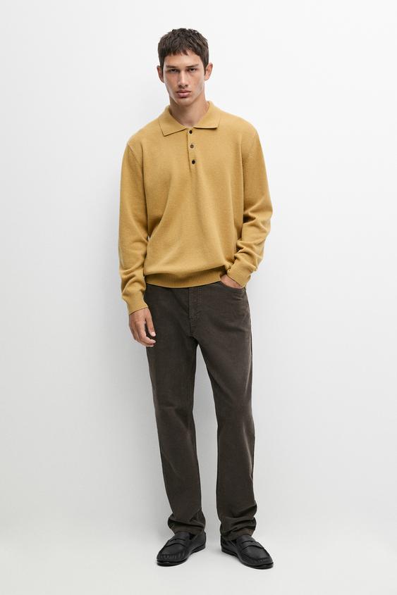 Zara Corduroy tapered fit pants - Dark coral - Image 0