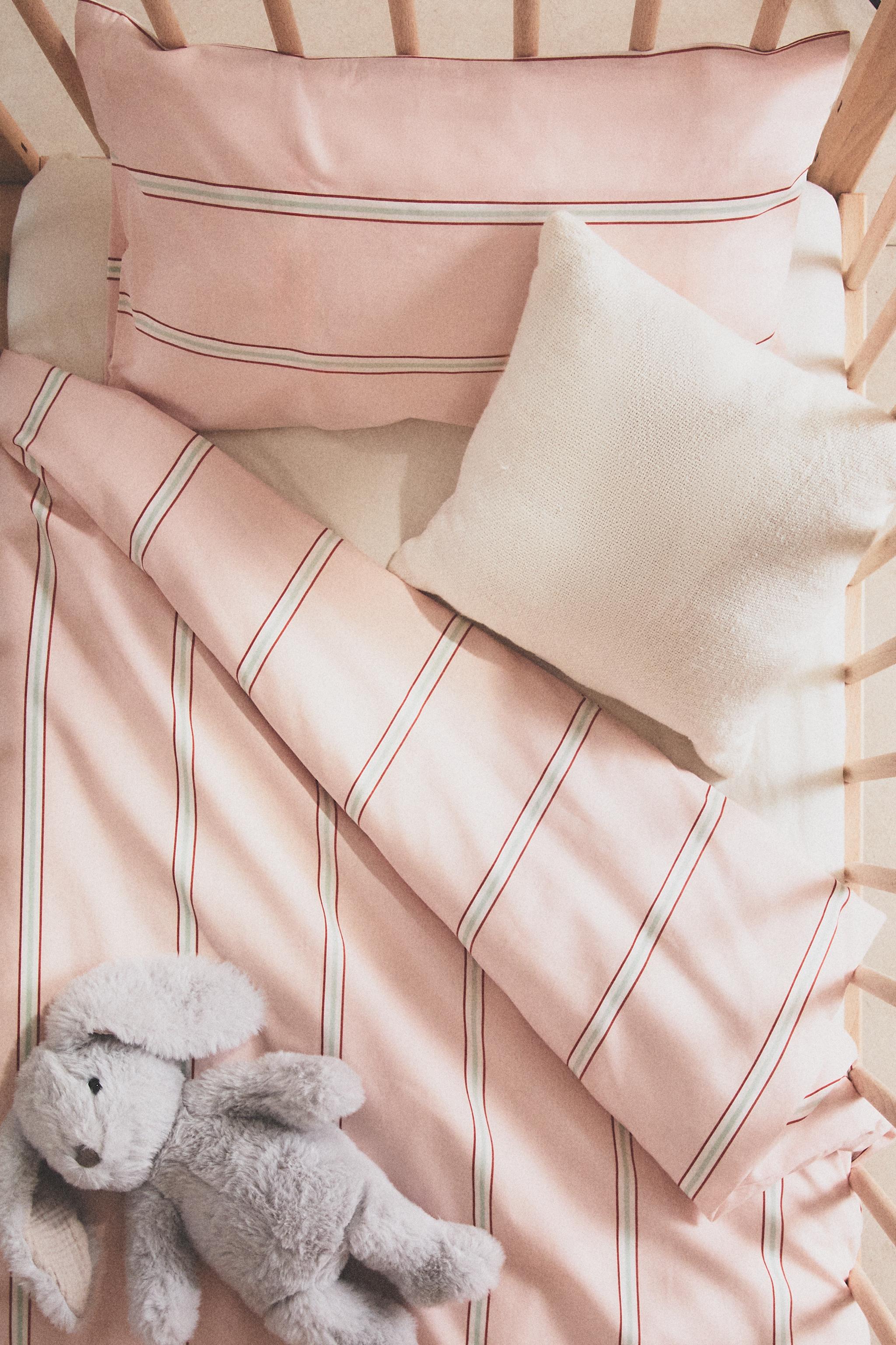 KIDS STRIPED DUVET COVER — Pink