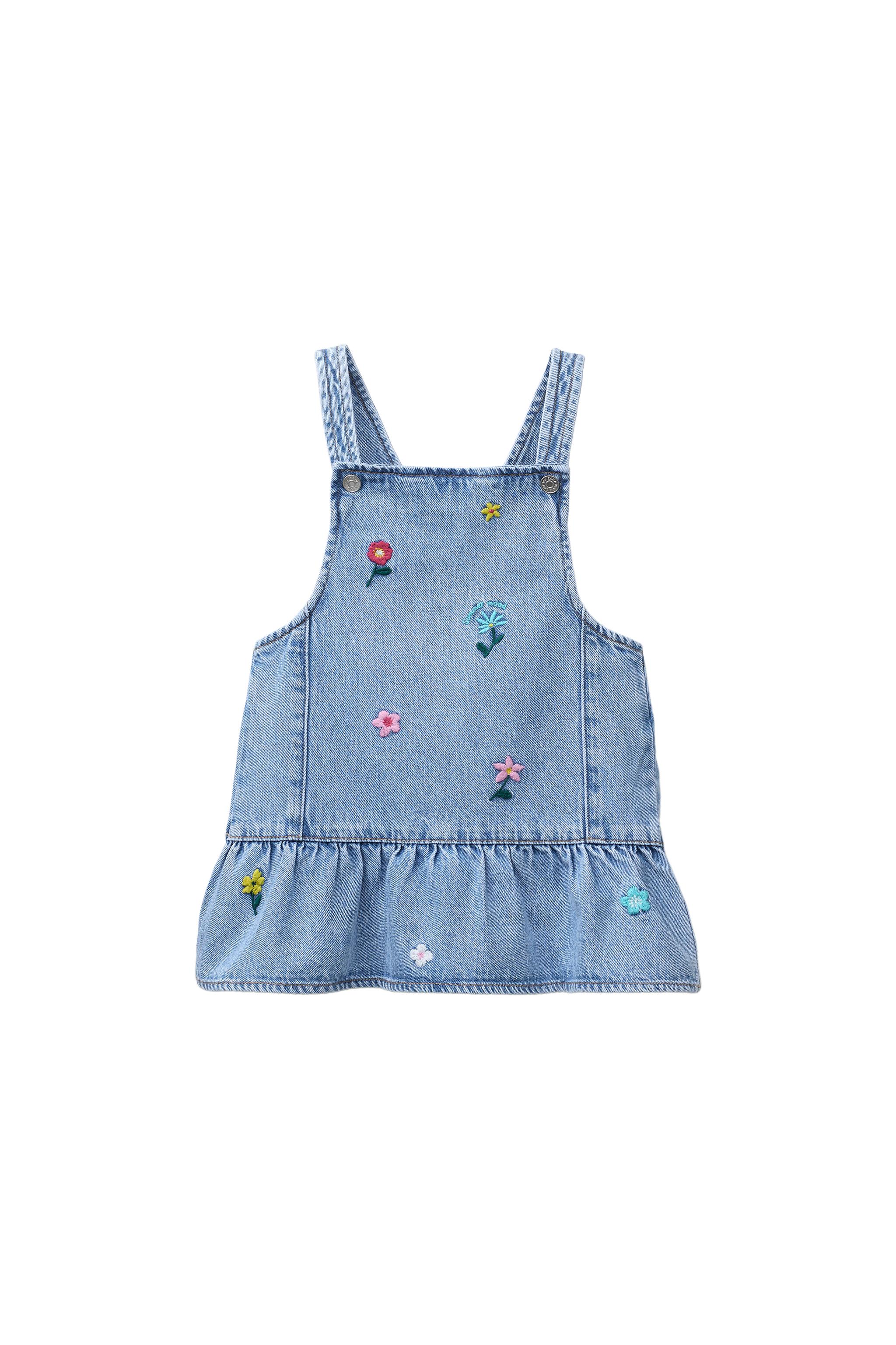 green emerald velvet dress Buy HOP Baby Girls Blue Floral Embroidered Denim Dress from Westside