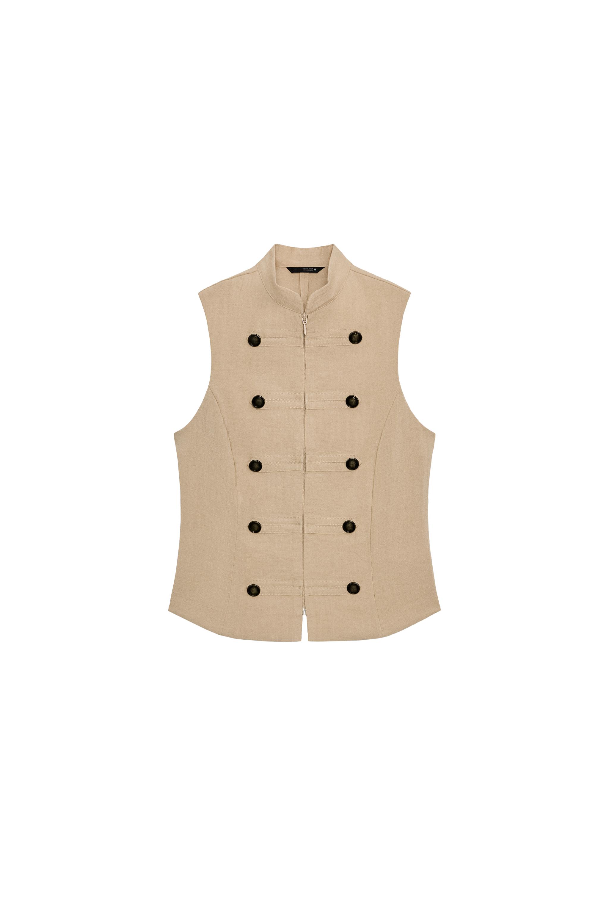 SLEEVELESS BUTTON SHIRT - Sand | ZARA Turkey