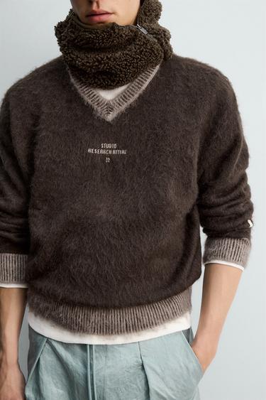 JUMPER WITH CONTRAST TEXTURE X SR_A - Brown by Zara - Image 5