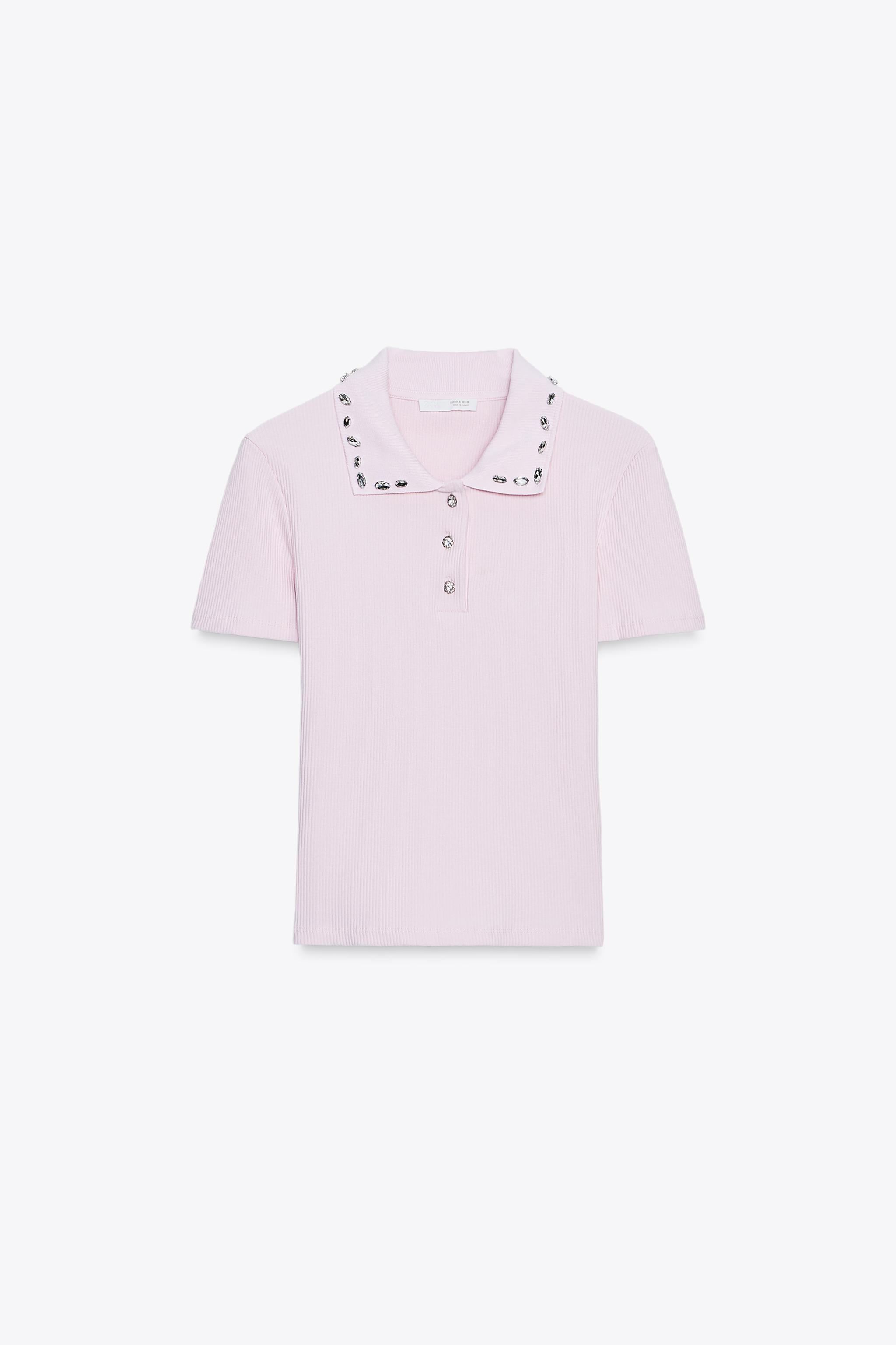JEWEL COLLAR RIBBED POLO SHIRT - Yellow | ZARA United States