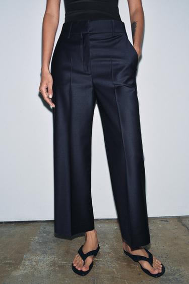 ZW COLLECTION WOOL BLEND PRESSED CREASE TROUSERS - Navy blue by Zara - Image 1