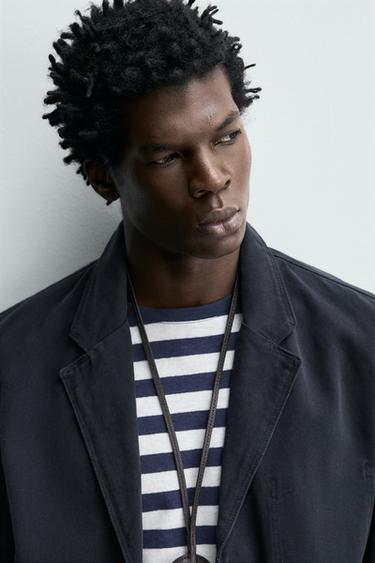 Zara 休閒版棉質西裝外套 - 海藍色