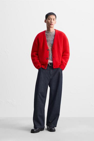 Zara 紋理開襟衫 - 紅色