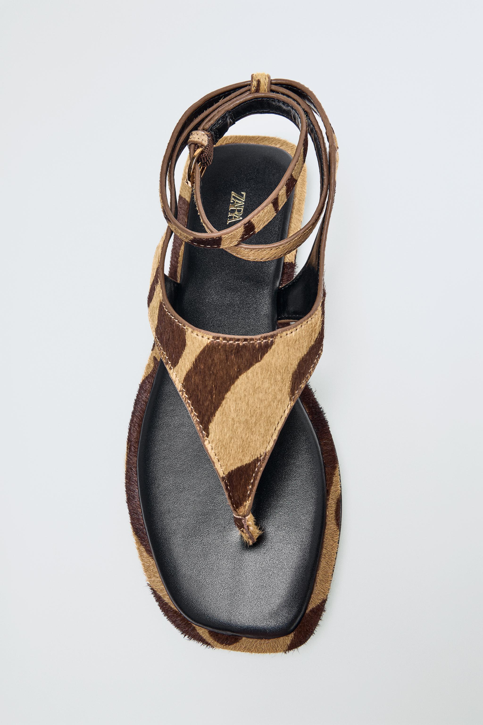 PRINTED SHEEPSKIN LEATHER SANDALS