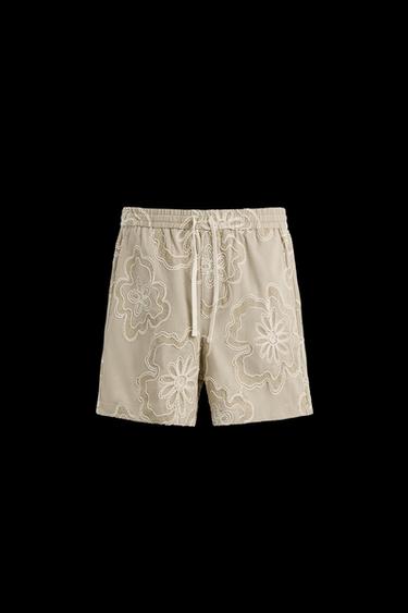 EMBOSSED EMBROIDERED BERMUDA SHORTS - Sand by Zara - Image 0