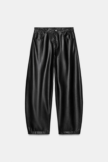 BALLOON FAUX LEATHER TROUSERS - Black by Zara
