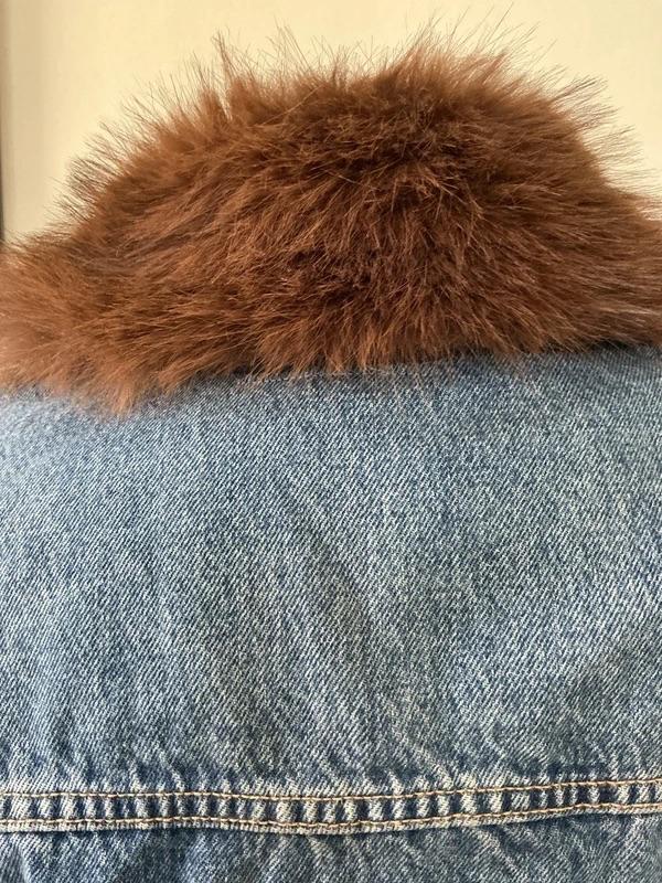 Z1975 FAUX FUR COLLAR SHORT DENIM JACKET - Image 5