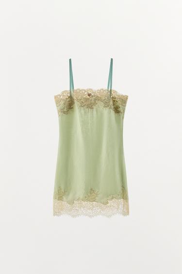 ROBE EN JACQUARD DENTELLE ZW COLLECTION - vert délavé de Zara - Image 6