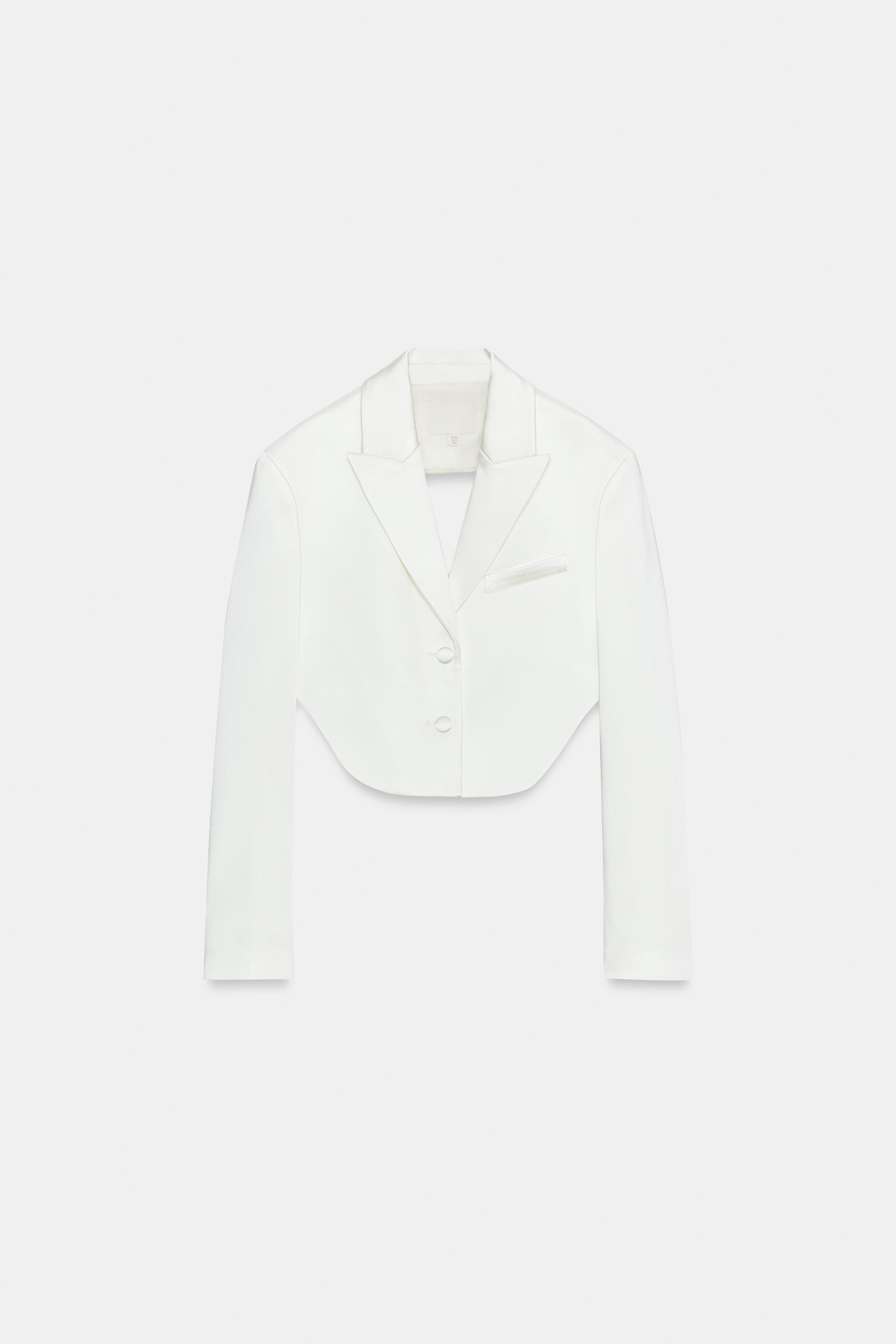 SATIN EFFECT CROP BLAZER WITH BACK VENT