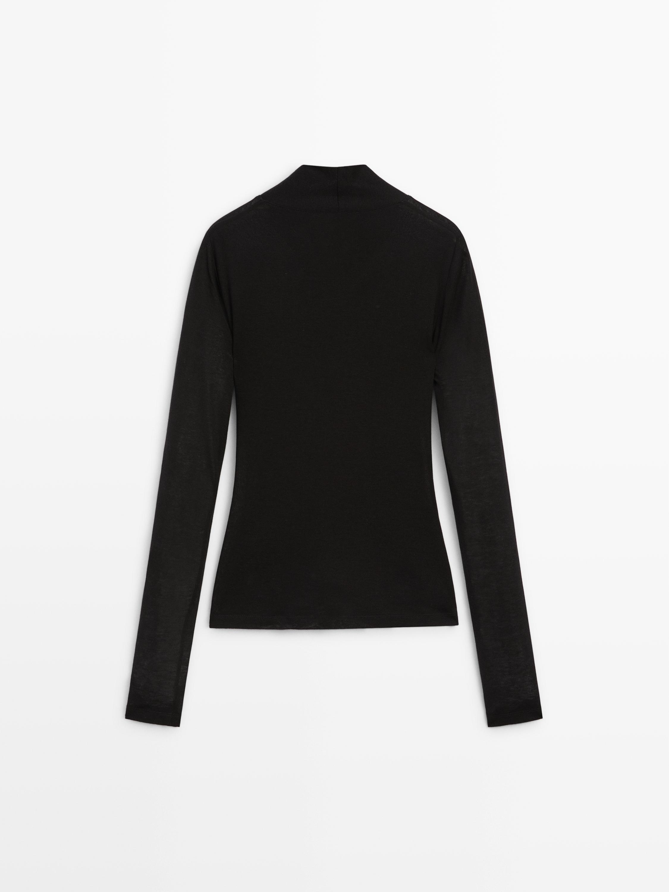 Lyocell and wool crossover top