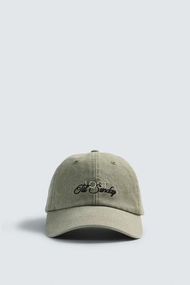 WASHED CAP WITH EMBROIDERED TEXT - camel by Zara - Image 4