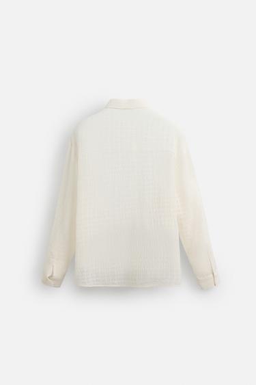 COTTON/LINEN TEXTURED SHIRT - Oyster-white by Zara - Image 9