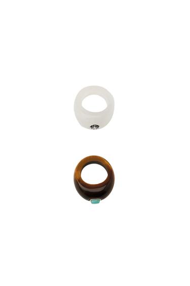 PAQUET DE 2 ANELLS PEDRES BRILL - Multicolor de Zara